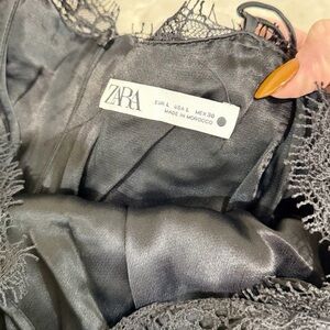 Zara Black Satin Lace Romper Size L Used in Great Condition